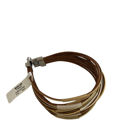 Neutral Wide Wrap Around Leather Bracelet - Picture 4 of 4